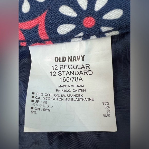 Old Navy Womens‎ Diva Cropped Pants Multicolor Red Floral Mid Rise Stretch 12R - Picture 6 of 10